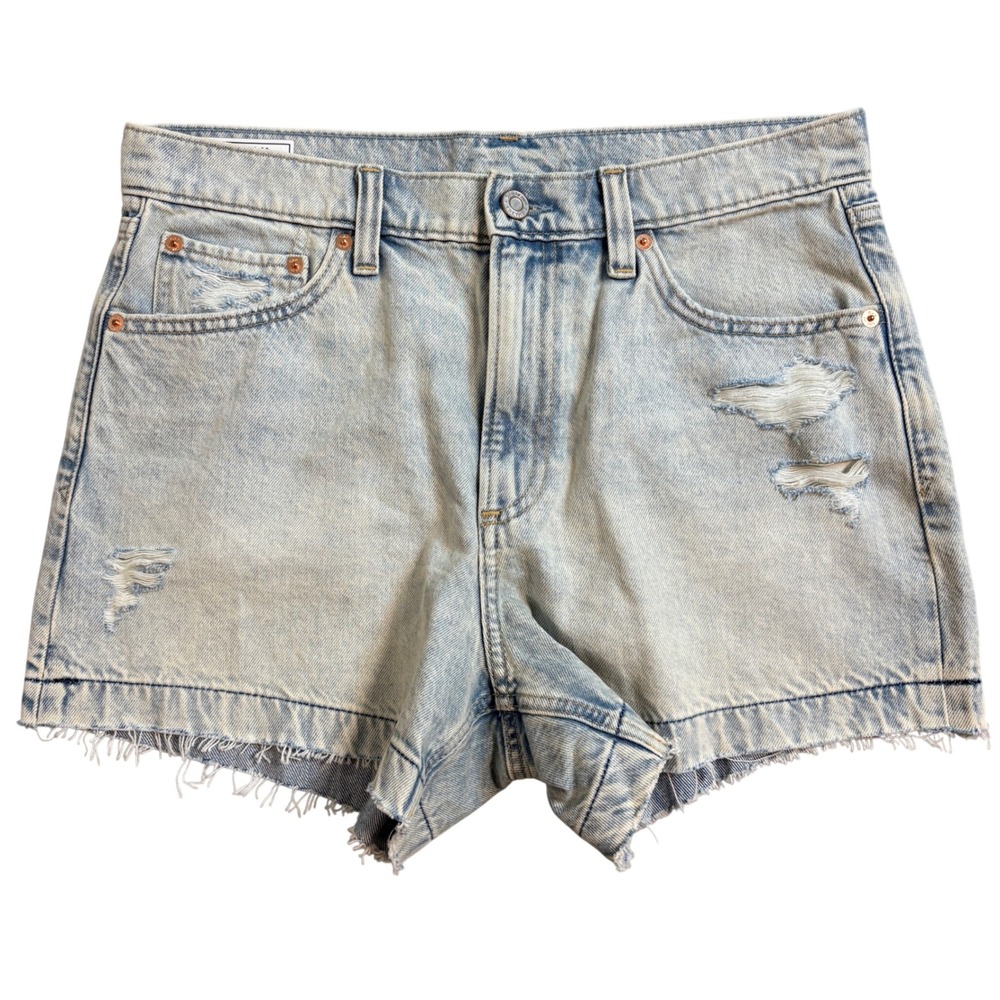 GAP Light Wash Distressed High-Rise Denim Shorts